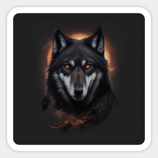 Beautiful wild black wolf design Sticker